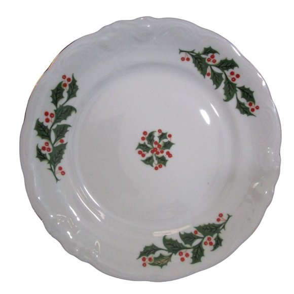 Holly Pattern Vintage Wawel Poland Cake Dessert Bread Butter Plates A Pair EUC - Picture 2 of 10